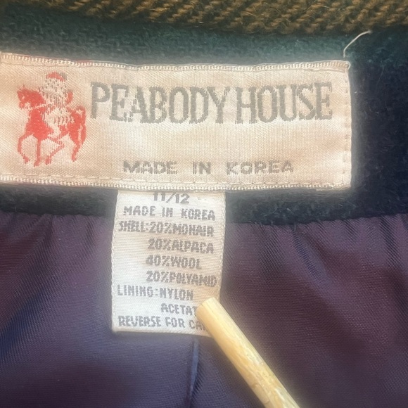 Vintage Peabody House Wool Blend Red Green Plaid Jacket 11/12 Equestrian Style - Picture 7 of 11
